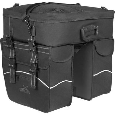 Greenlands Double sacoche à vélo Touring 600D polyester 25 litres 35 x 47 x 15 cm noir avec reflet