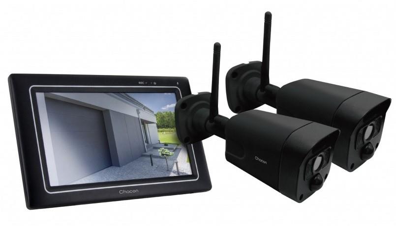 Ensemble de surveillance sans fil Chacon avec afficheur + 2 caméras extérieures WiFi - 7900025
