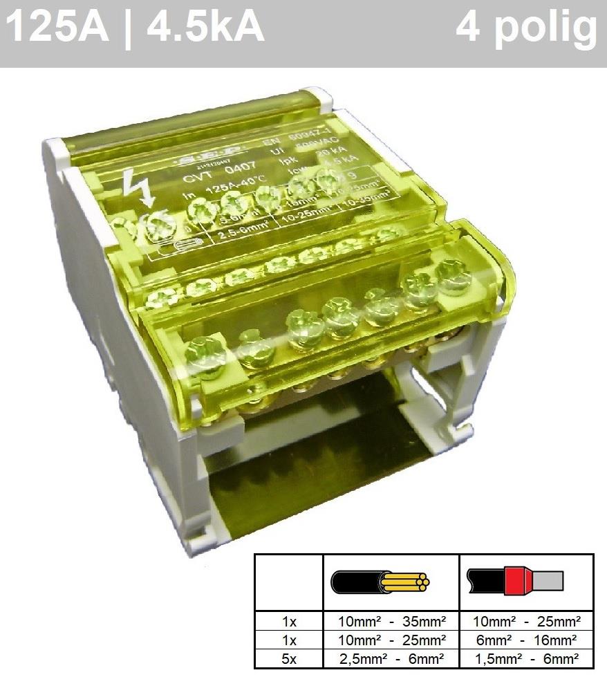 Bloc de connexion pour coffret de distribution 4p - 7 connexions - 4517910