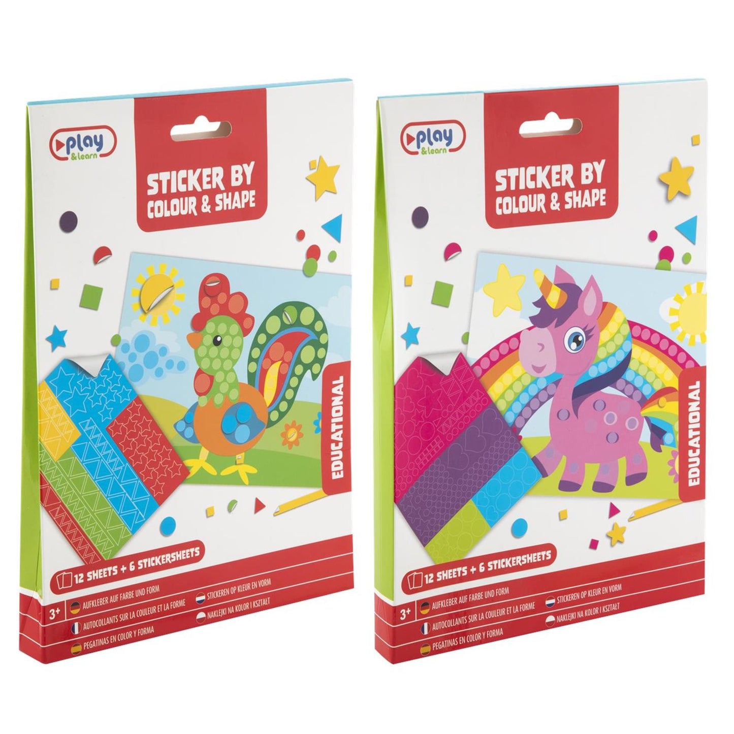 Autocollants Moxy par couleur et forme, 12 feuilles