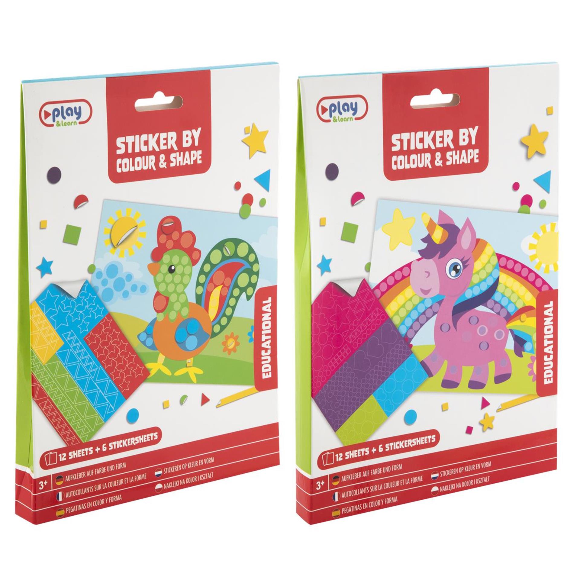 Autocollants Moxy par couleur et forme, 12 feuilles
