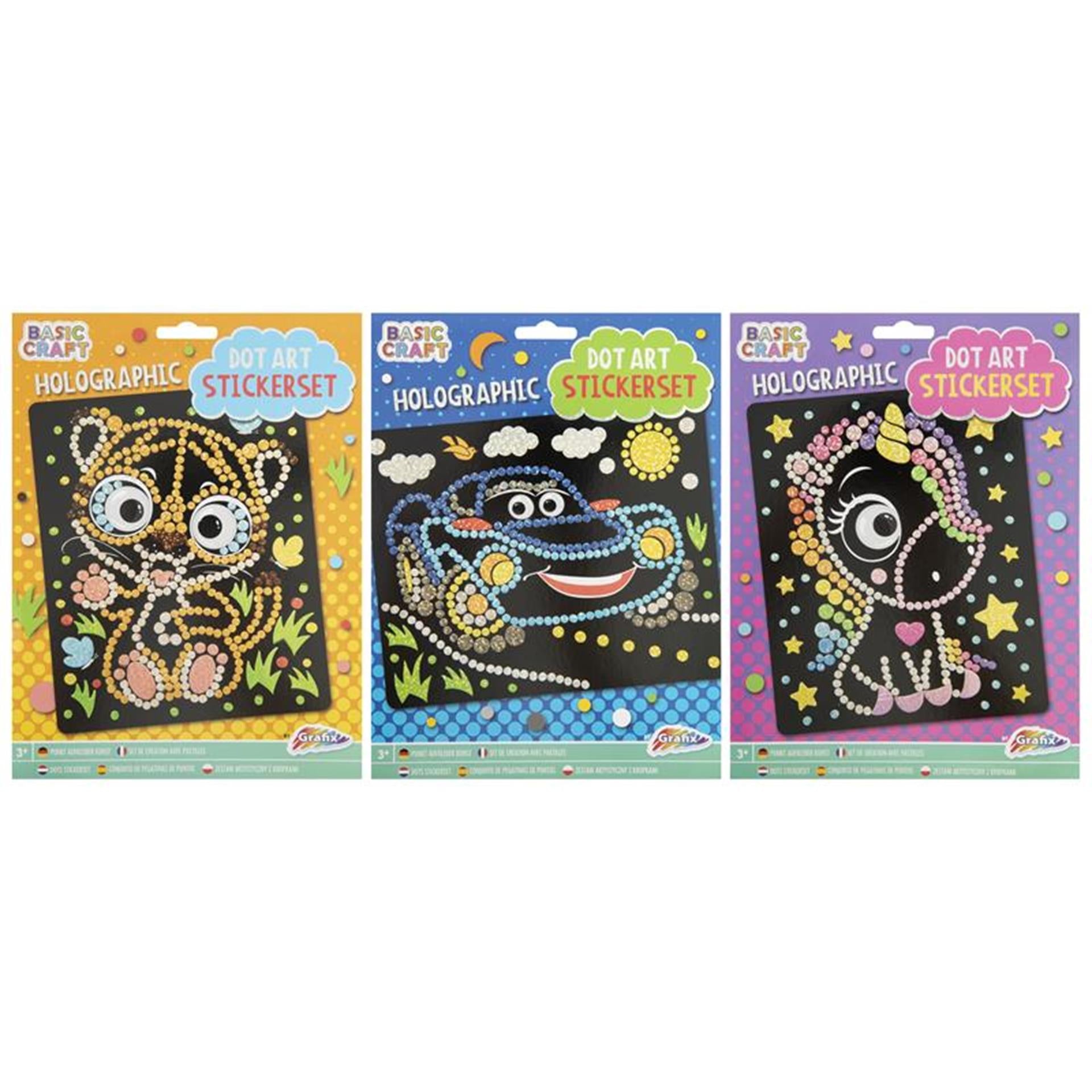 GRAFIX HOLOTHAPHIC DOT Stickerset, 3 ASD. 22 x 18 cm