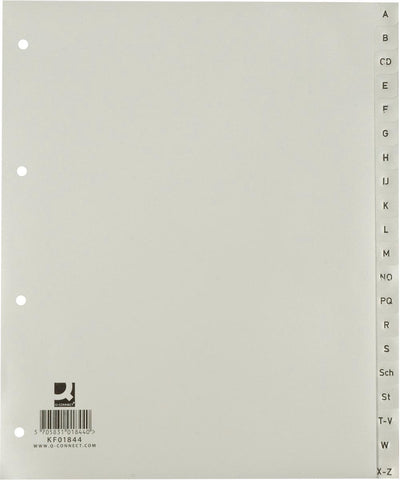 Onglets alphabétiques Q-connect, a4, pp, 20 onglets, gris