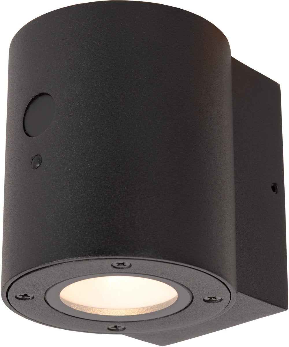 Lucide Perth - applique - énergie solaire - ø 9 cm - LED dimmable - 1x1W 2700K 3000K - IP65 - capteur de mouvement jour nuit - noir