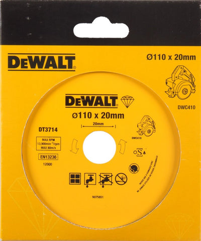 Accessoires Dewalt disque diamant pour carrelage, ø110x20mm (dwc410) - dt3714-qz