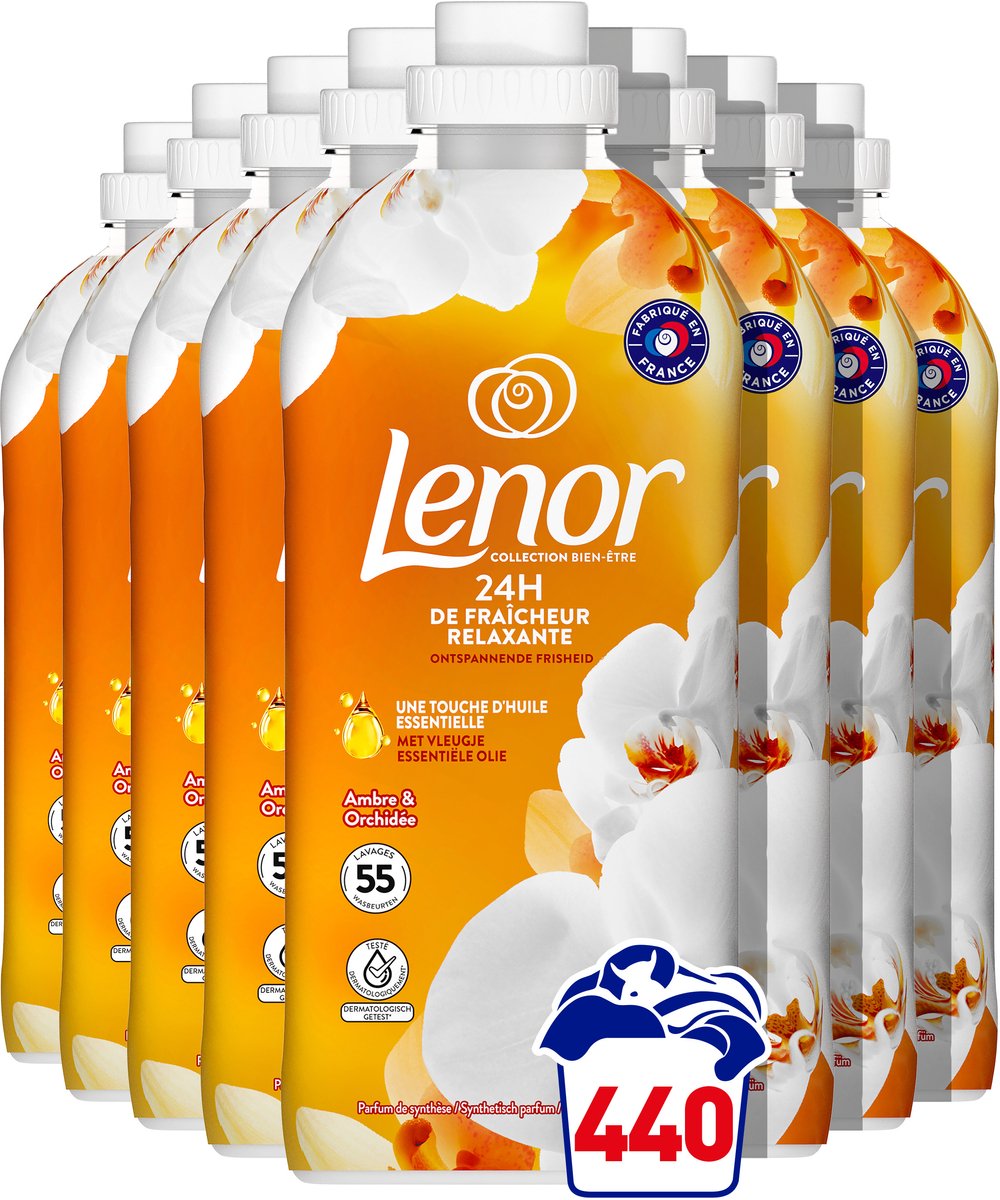 Lenor Adoucissant Orchidée Ambre - 8 x 55 lavages