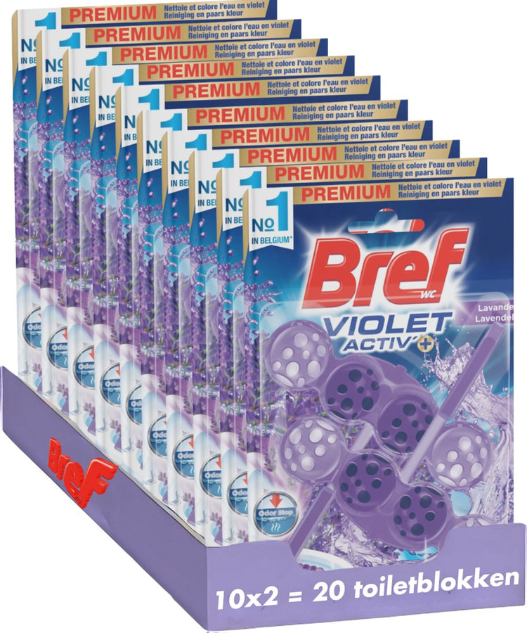 Bref - violet activ' - toilettes propres - fraîcheur longue durée et intense - pack économique - 10 x 2 pièces