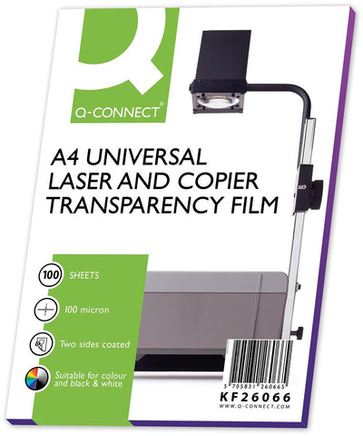 Transparents Q-connect pour imprimante laser, ft a4, paquet de 100 feuilles