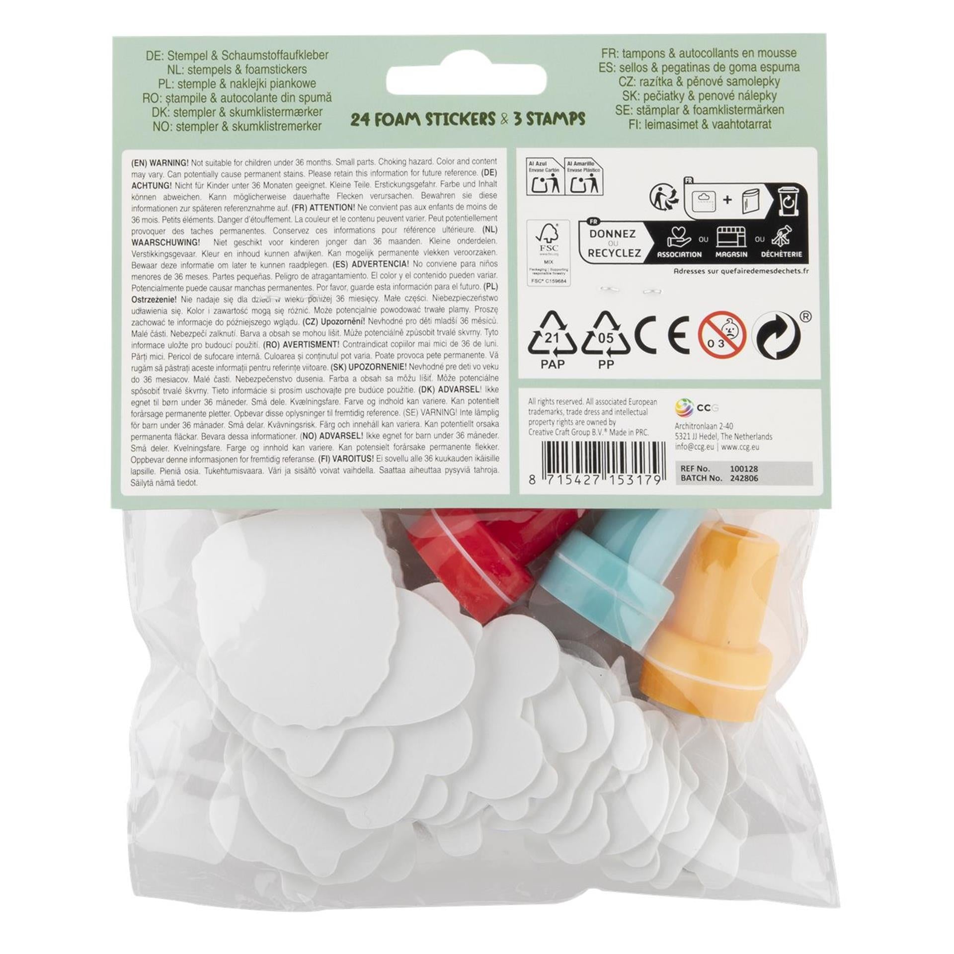 Tampons auto-encreurs Creative Craft Group, 3 pcs. et autocollants en mousse