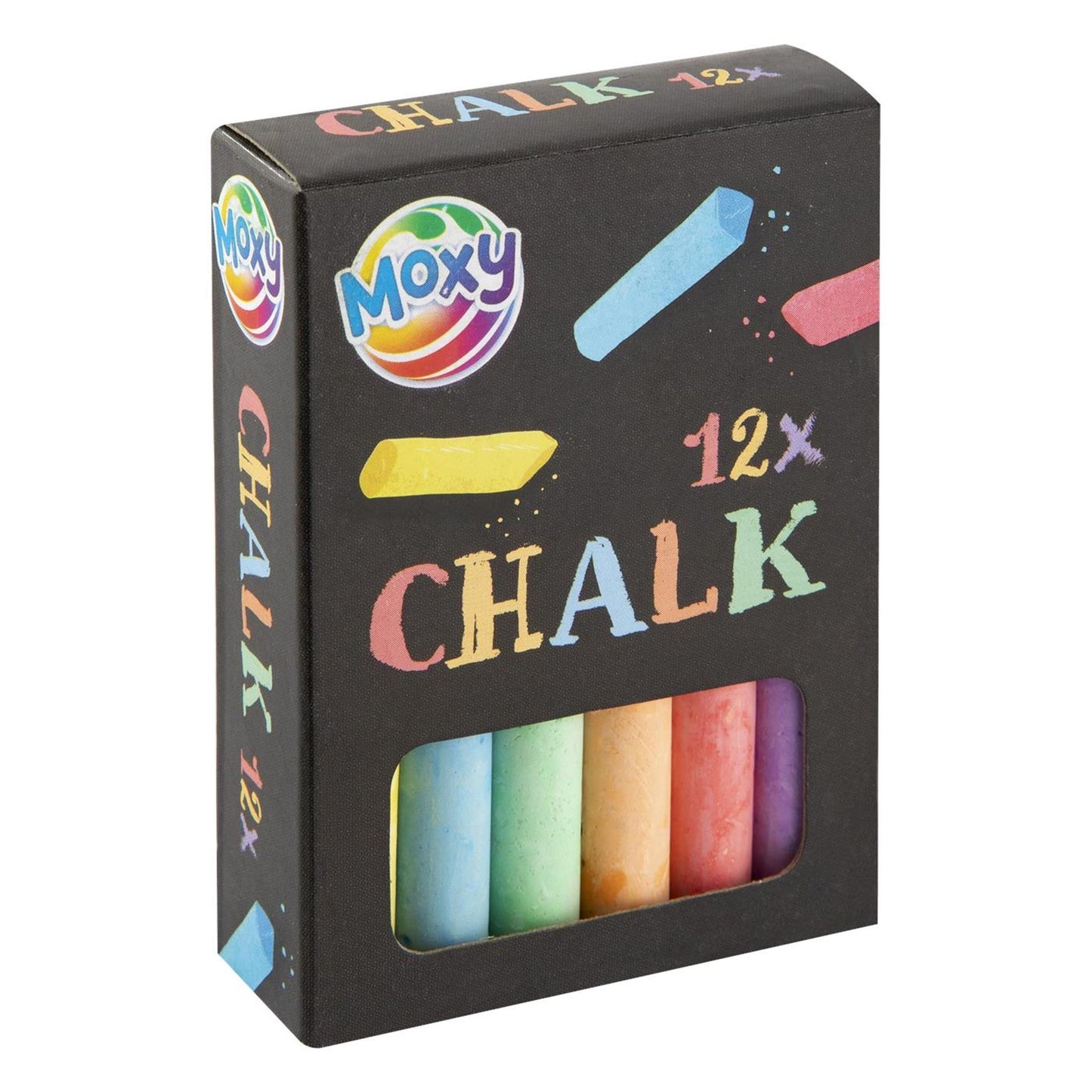 Craie pour tableau noir Moxy 12 dans une boîte de couleur blanche
