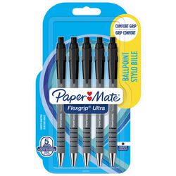 Papermate flexgrip ultra stylo à bille noir moyen 0,5 mm 5 pièces