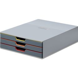 Boîte à tiroirs durable varicolor a4 gris