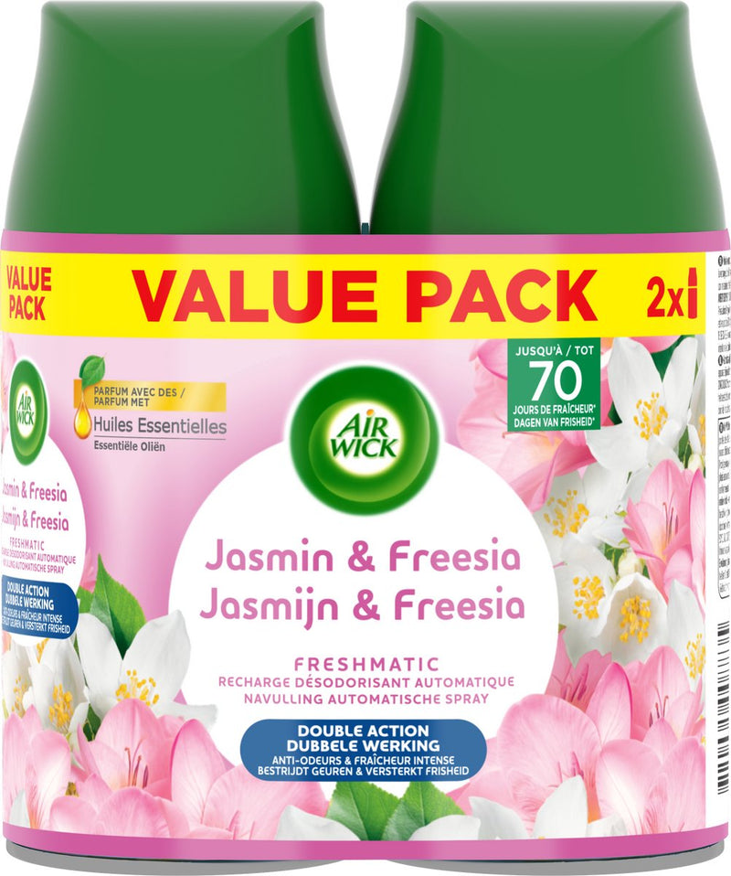Air wick freshmatic recharge spray automatique jasmin freesia 2x250ml