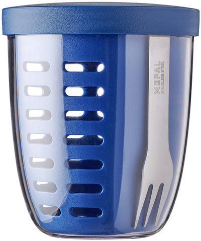 Mepal - pot légumes fruits ellipse - 600 ml - incl. fourchette - bleu vif