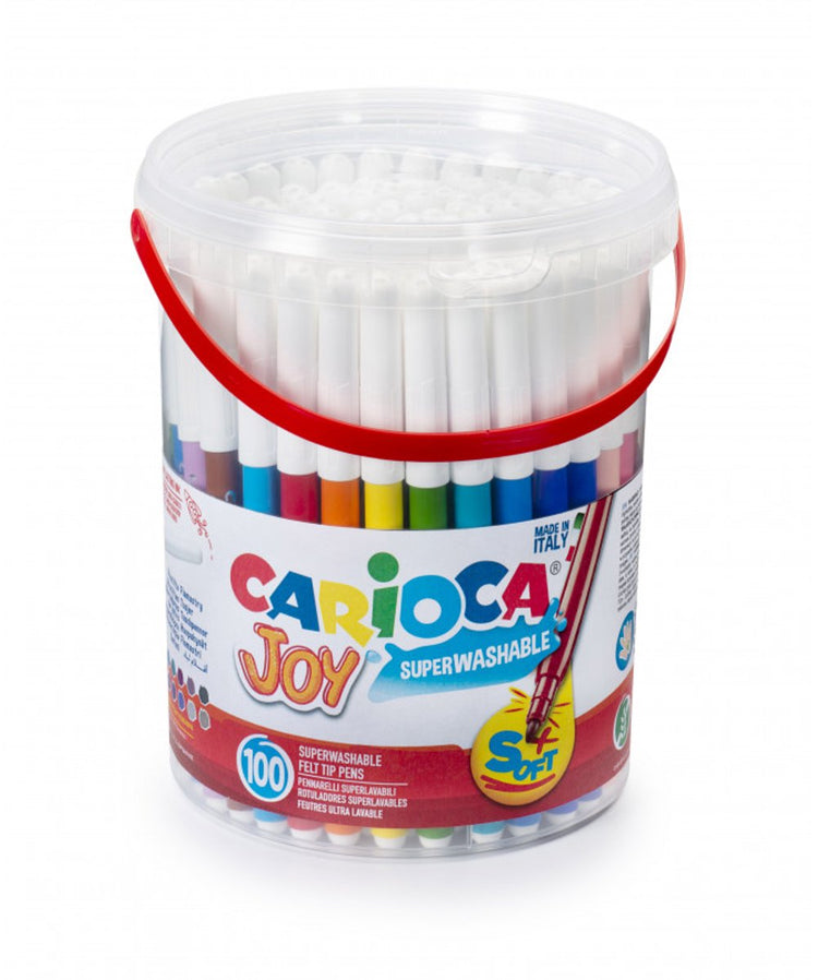 Marqueurs joie Carioca - 100 pièces en pot - pointe maxi 6 mm - lavables - marqueurs à colorier pour enfants