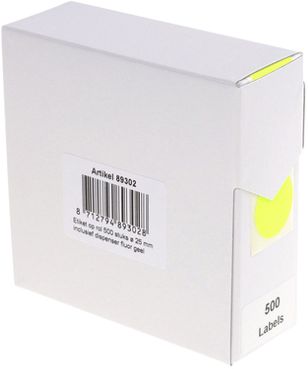 Etiquette Rillprint 25mm 500pcs sur rouleau jaune fluo