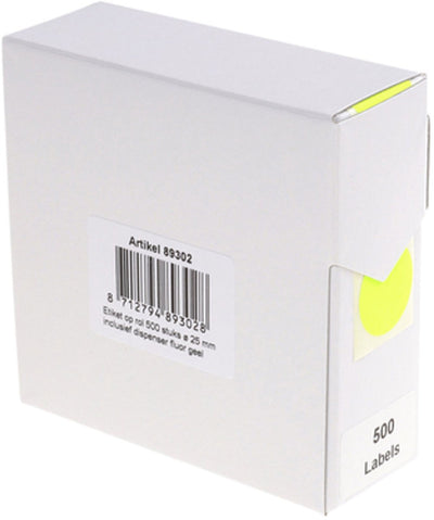 Etiquette Rillprint 25mm 500pcs sur rouleau jaune fluo