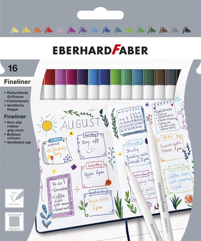 Feutres fins Eberhard Faber - 16 pièces - 0,4 mm - étui en carton - ef-551516