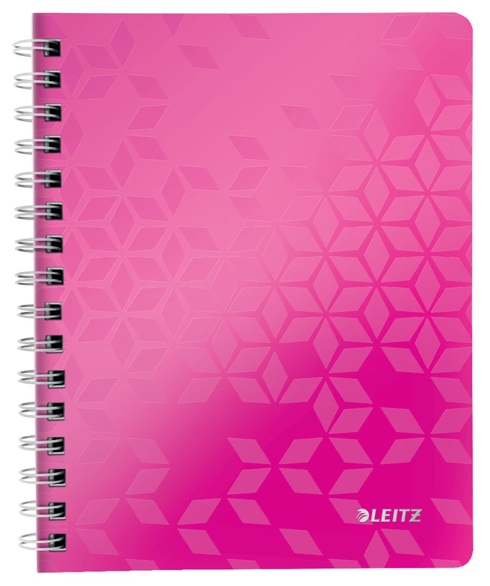 Carnet a5 à spirale Leitz wow - 80 feuilles - ligné - rose