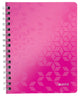 Carnet a5 à spirale Leitz wow - 80 feuilles - ligné - rose