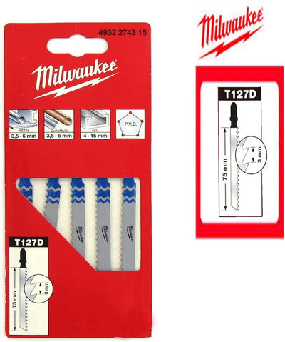 Milwaukee 4932274315 t 127 d lame de scie sauteuse hss - aluminium (5pcs) - t 127 d