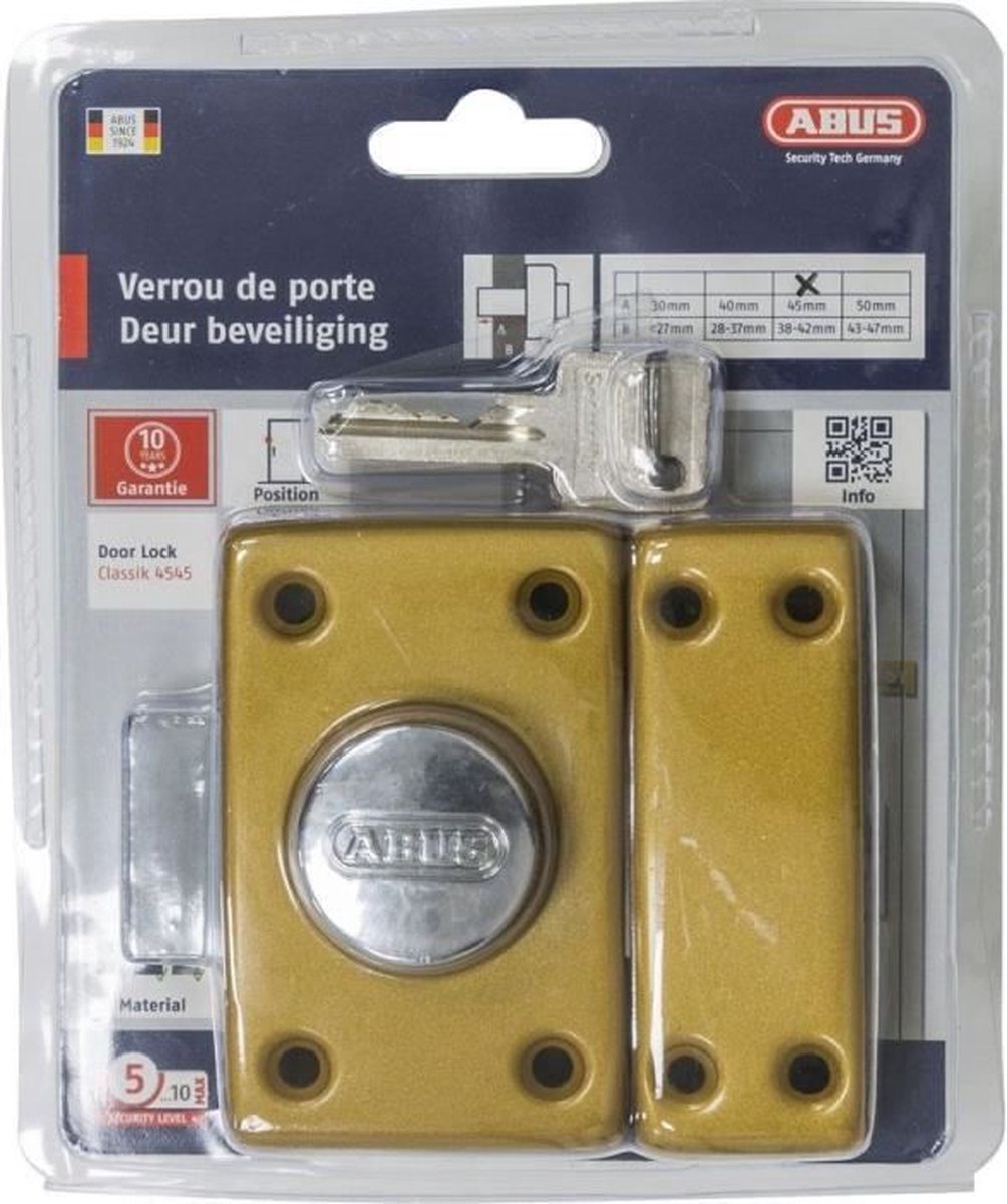 Serrure Abus - - clk cb 45 b ek - boîte en acier, gâche et pêne - cylindre en laiton - fini avec vis