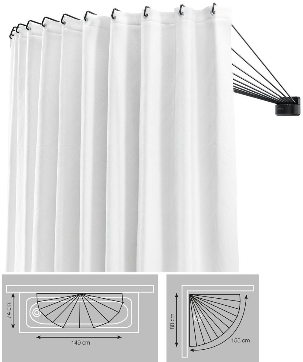 Balançoire Sealskin - ensemble de tringles à rideaux de douche - rondes - 12 tringles - flexibles pour utilisation dans un coin ou un mur plat - noir