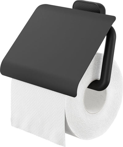 Tiger carv - porte-rouleau de papier toilette avec rabat - porte-rouleau de papier toilette - sans perçage - perçage ou collage - noir