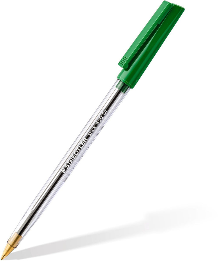 Staedtler - stick 430 - stylo à bille - moyen - vert - boîte de 10 pièces