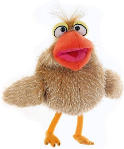 Marionnettes vivantes Marionnette à main Petronella Piespatz | poupée de couleur jaune pour les enfants à partir de 36 mois | taille 25 cm