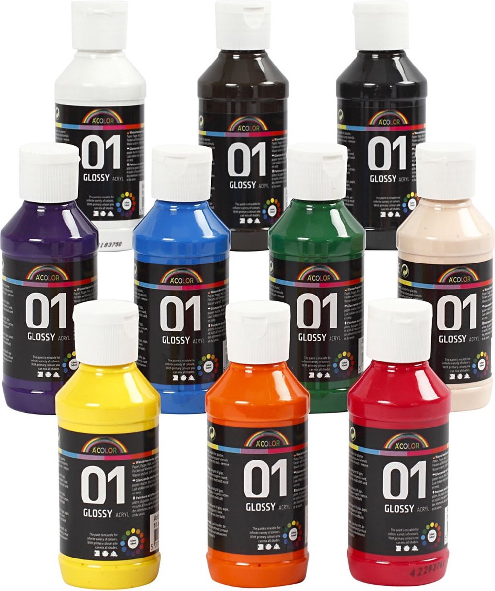 Creativ Company Acrylique Paint Couleur brillante, 10x100ml