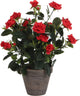 Plante artificielle décorations en Mica - roses - rouge - en pot gris - 33 cm