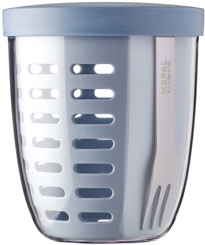 Mepal - pot légumes fruits ellipse - 600 ml - incl. fourchette - bleu nordique
