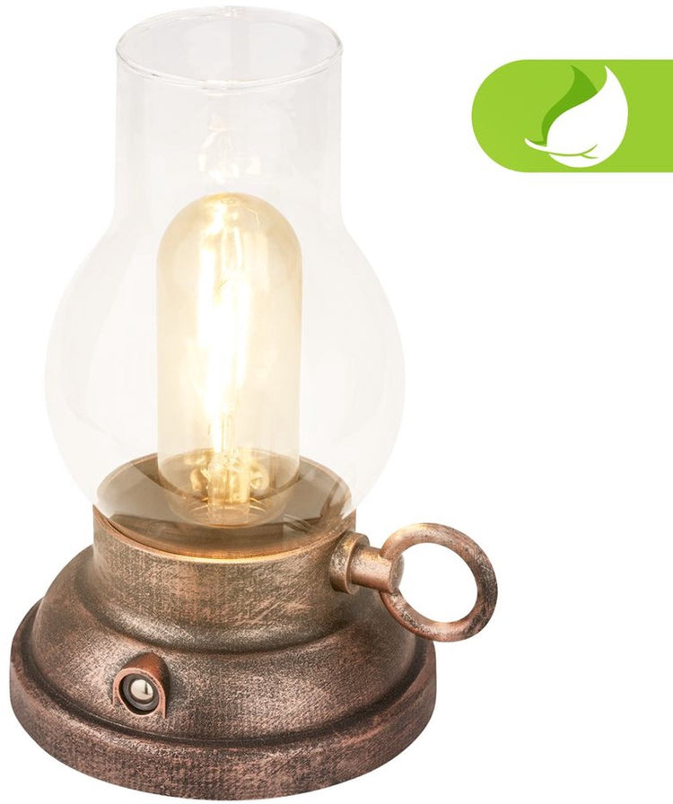 B.k.licht briloner kanea - lampe de table rechargeable - style lampe à huile - fonction tactile - dimmable - ip44 - lumière blanc chaud - ø10,5 x 17,5 cm - bronze
