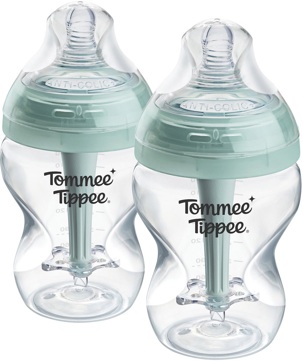 Biberons anti-coliques avancés Tommee tippee - lot de 2 biberons 260 ml - faible débit - 0m+