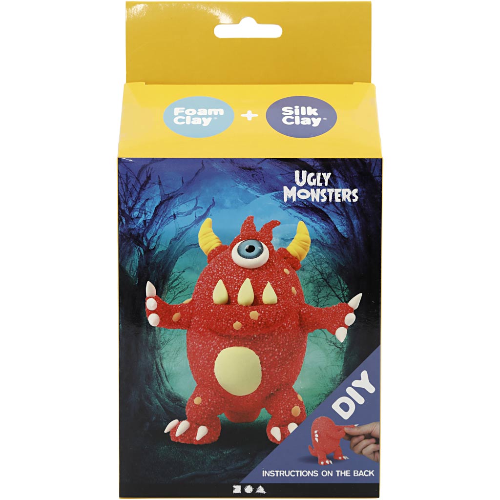 Argile de soie Funny Friends, monstre, rouge, 1 boîte