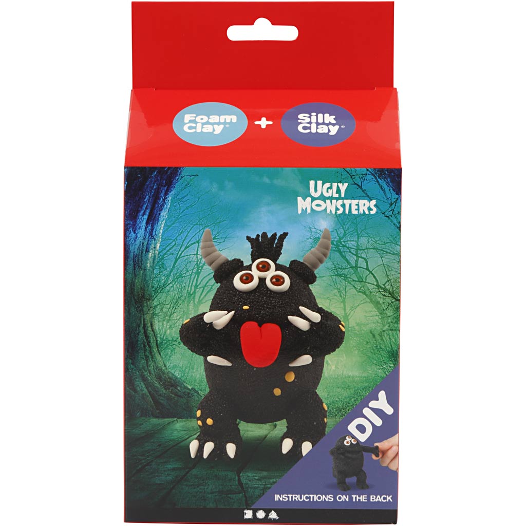 Funny Friends en pâte à soie, monstre, noir, 1 boîte