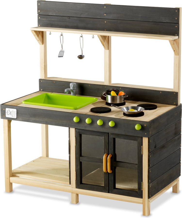 Exit jouets exit yummy 200 cuisine extérieure en bois - cuisine en boue - cuisine de jeu extérieure - enfants - bois FSC - naturel