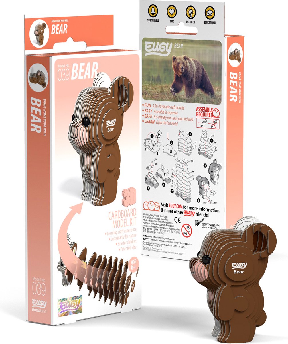 Puzzle 3D Eugy - ours - animaux sauvages - durable - collectionnez-les tous - 6 ans