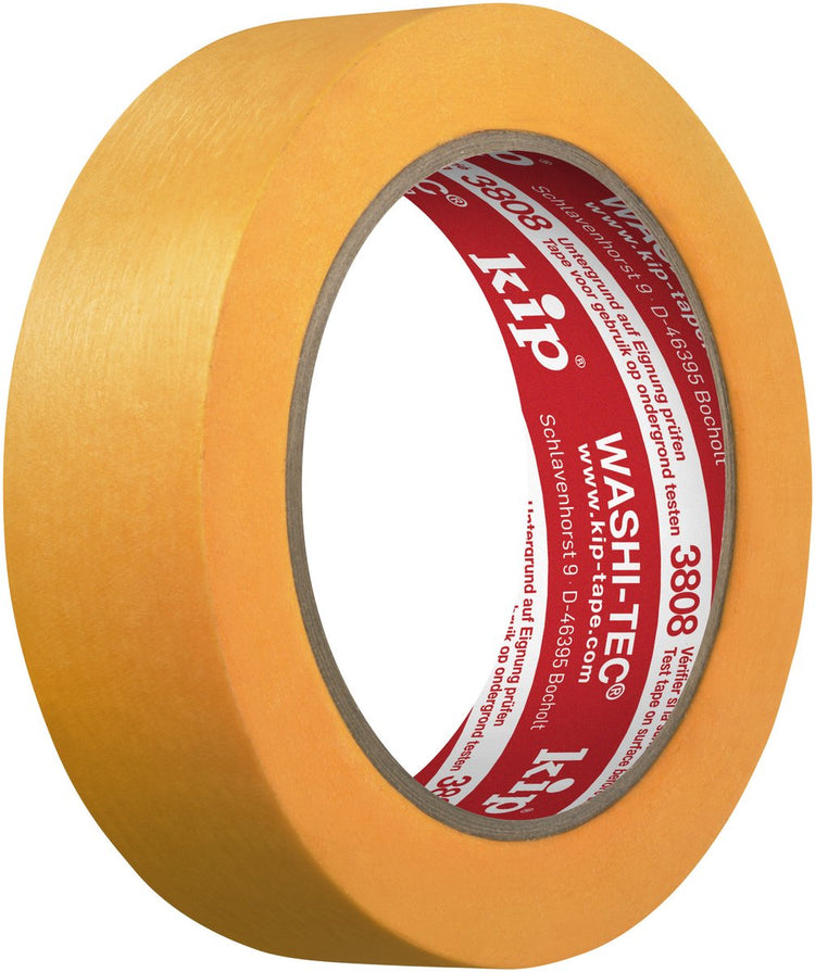 Kip 3808 washi-tec® goldkrepp® - ruban pour peintre professionnel de qualité supérieure, 30 mm x 50 m | ruban washi fin pour masquage, peinture et vernissage, ruban de peintre pour peinture et rénovations
