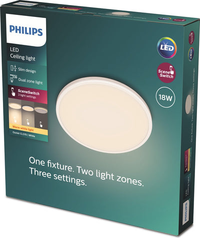Philips LED Plafonnier Philips Ozziet - rond - blanc - 18w 27k