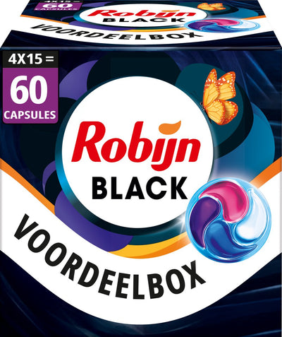 Détergent Robijn - Capsules de lavage 4 en 1 - Velours noir - 4 x 15 pièces - 60 lavages - Pack économique