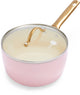 Casserole à induction en céramique rose Greenpan Padova avec couvercle 18 cm - sans PFA - casserole à induction - passe au four jusqu'à 200°c - passe au lave-vaisselle - poignées en acier inoxydable - avec couvercles - rose