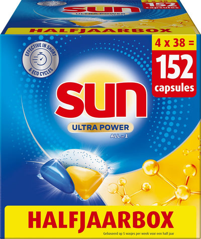Sun - tablettes pour lave-vaisselle - ultra power - tout-en-1 - 152 capsules - pack économique