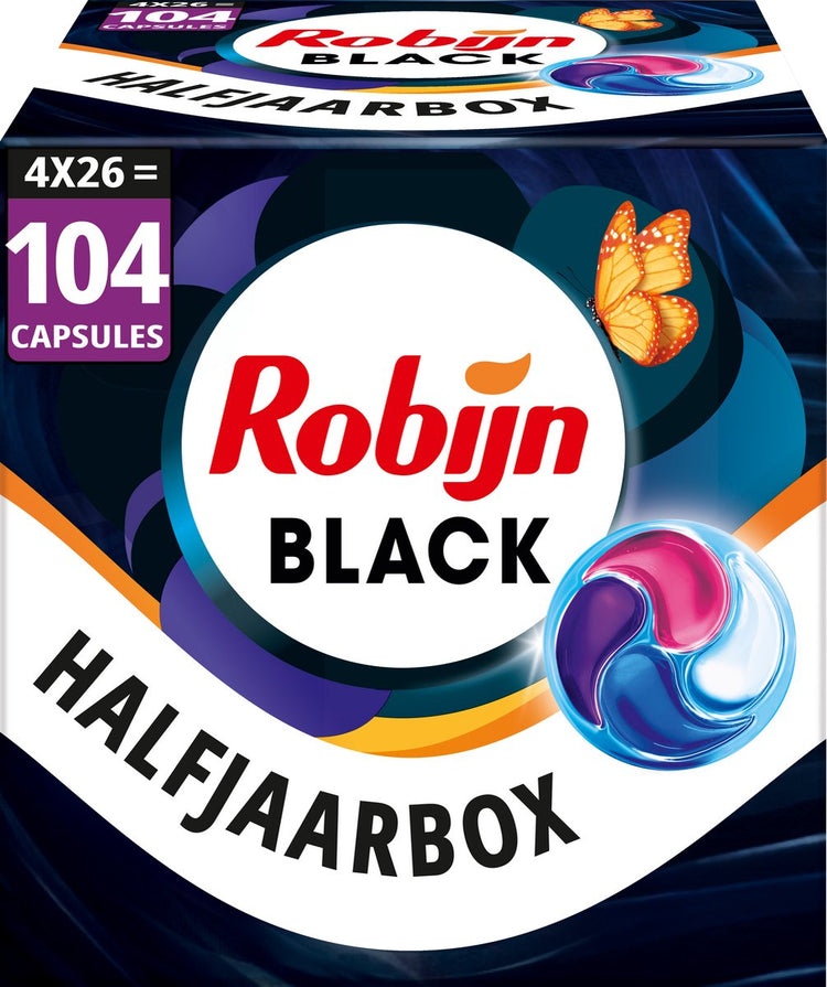 Détergent Robijn - Capsules de lavage 4 en 1 - Velours noir - 4 x 26 pièces - 104 lavages - Pack économique