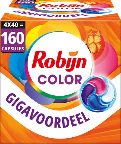 Détergent Robijn - Capsules de lavage 4 en 1 - couleur - 4 x 40 pièces - 160 lavages - pack économique