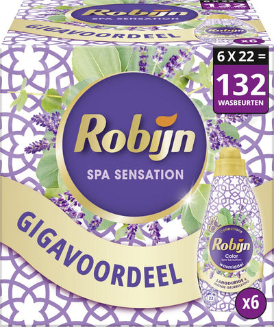 Détergent liquide Robijn petites collections puissantes - sensation spa couleur - pack économique - 6 x 22 lavages
