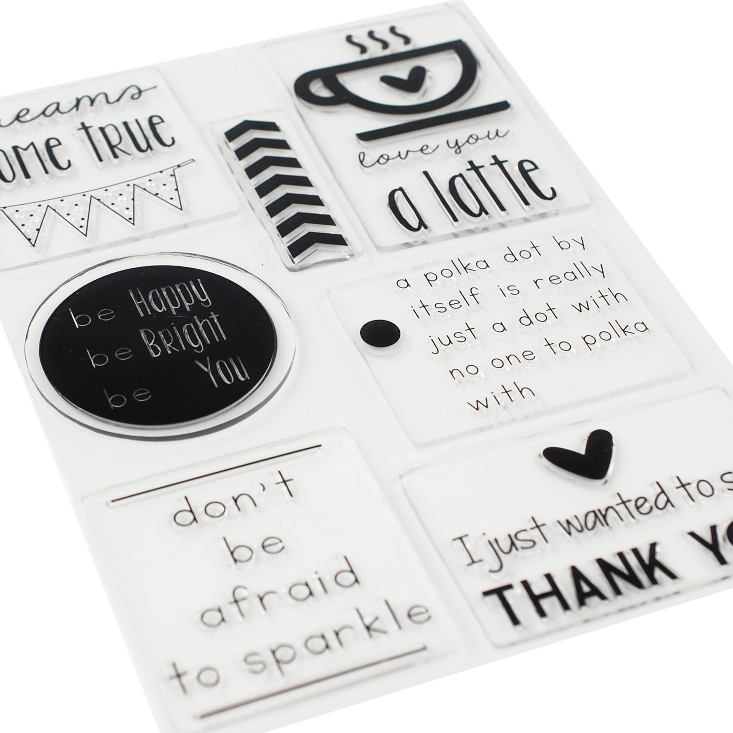 Vaessen creative • love it tampons transparents textes anglais 7 pcs.