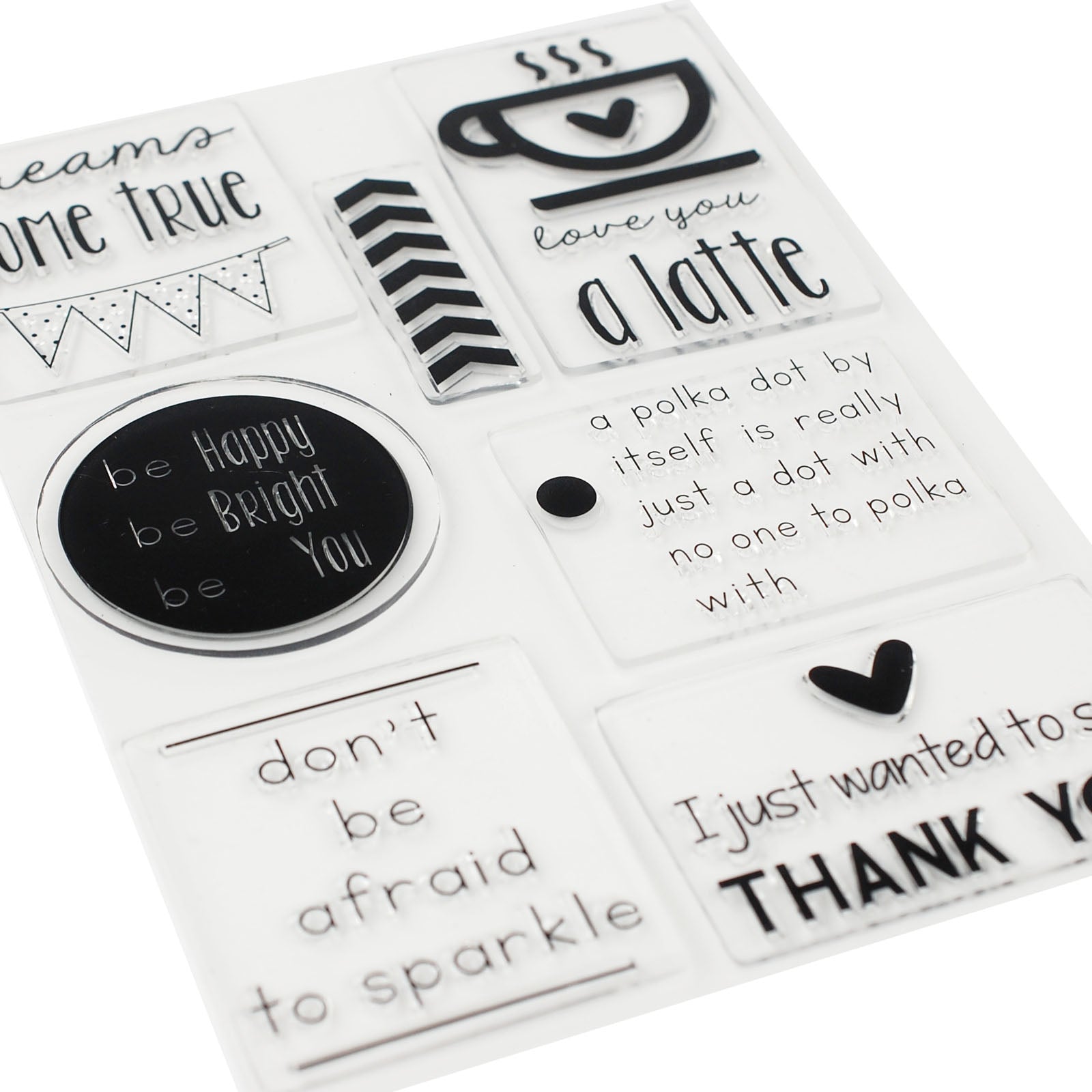 Vaessen creative • love it tampons transparents textes anglais 7 pcs.