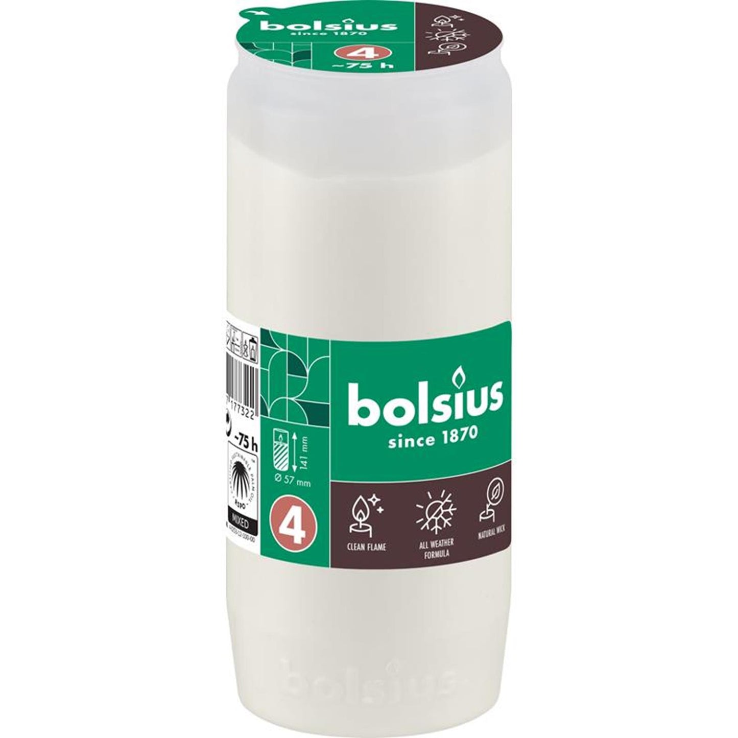 Lampe funéraire Bolsius compo n°4 blanche